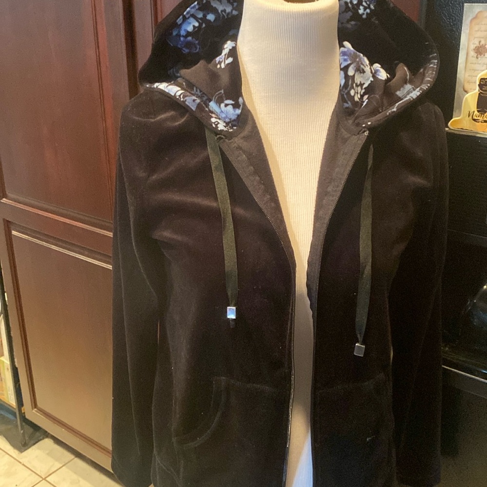 Silverwear Black Velour Zip-Up Hoodie